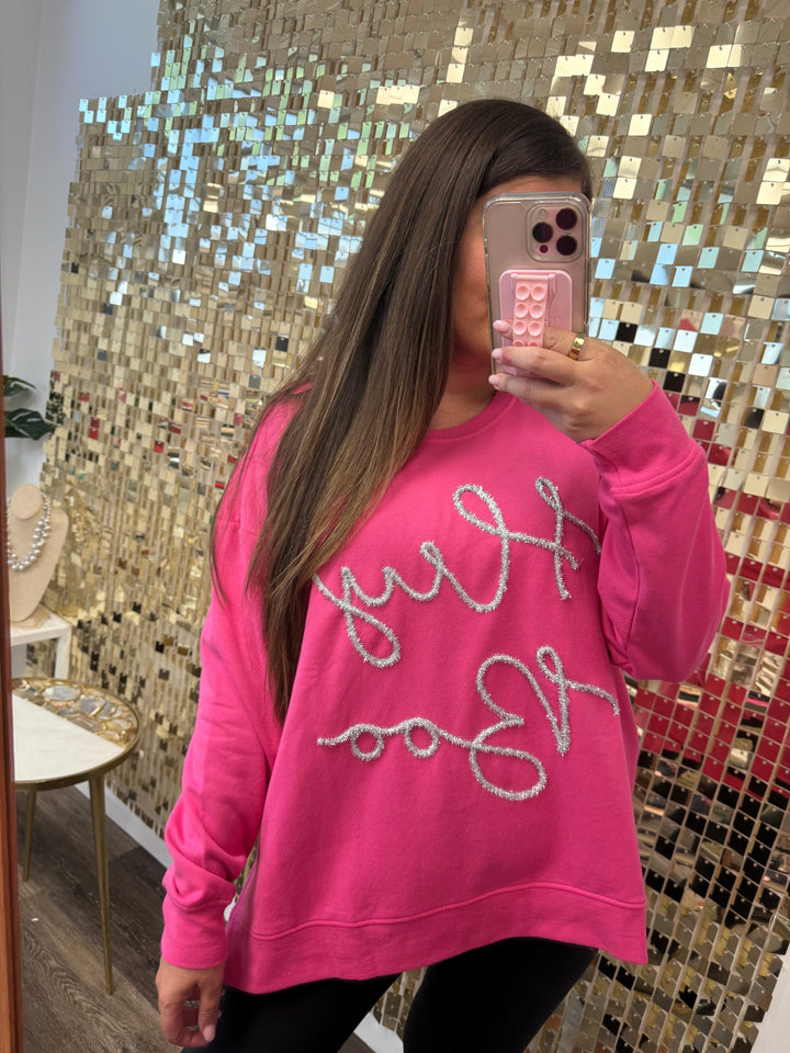 'Hey Boo' Pink Sparkle Sweatshirt by Mud Pie