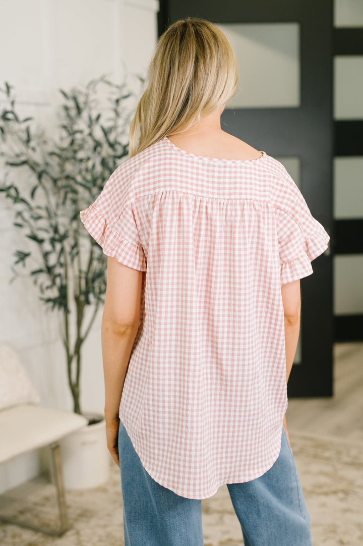 A Different Side Of Me Gingham Blouse in Dusty Rose - 8/4