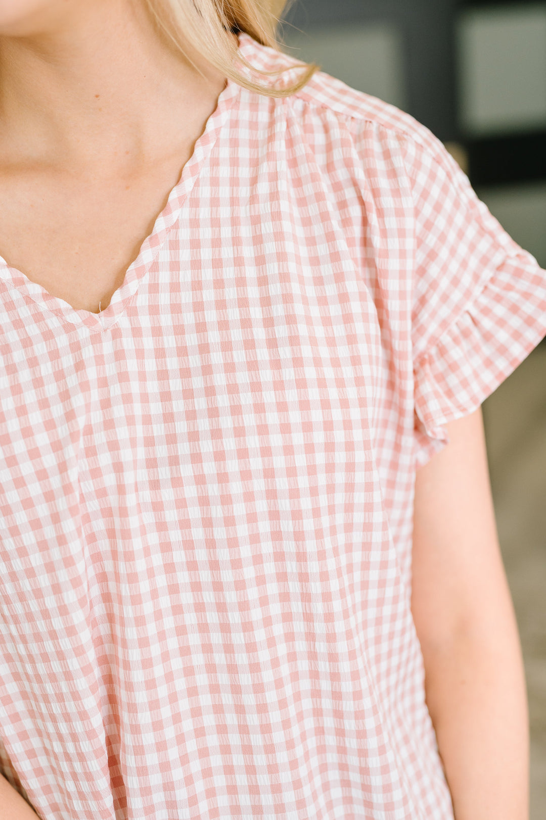 A Different Side Of Me Gingham Blouse in Dusty Rose - 8/4