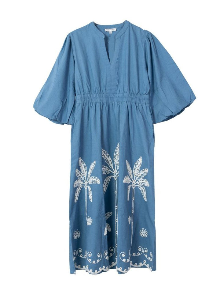 Embroidered Y-Neck Dress - Navy by Simply Southern