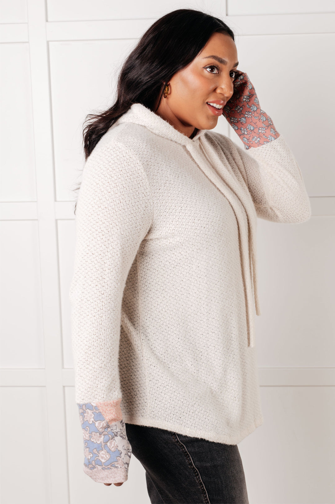 A Tad Chilly Waffle Knit Hoodie - 8/17