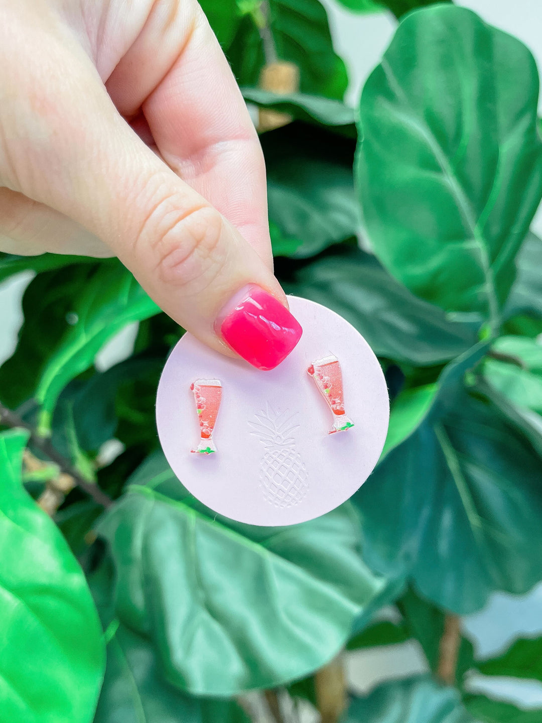 Acrylic Summer Cocktail Stud Earrings
