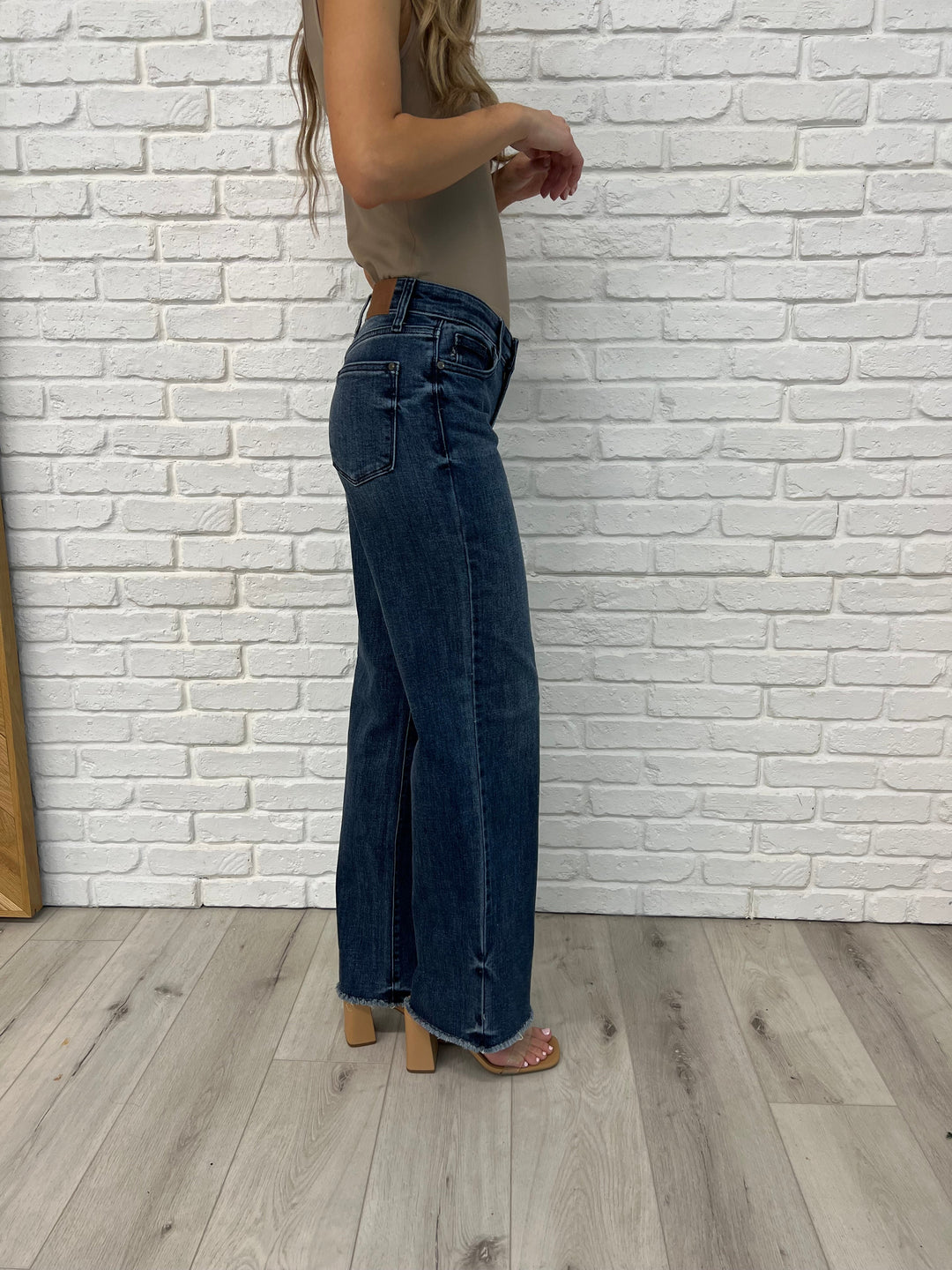 Addie Mid Rise Vintage Wash Wide Leg Jeans by Judy Blue