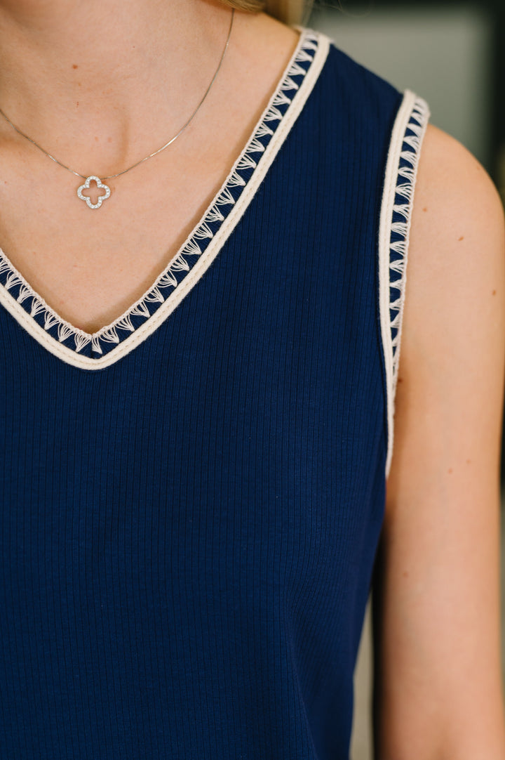 Airloom Trim Detail Mini Tank Dress in Navy - 5/14