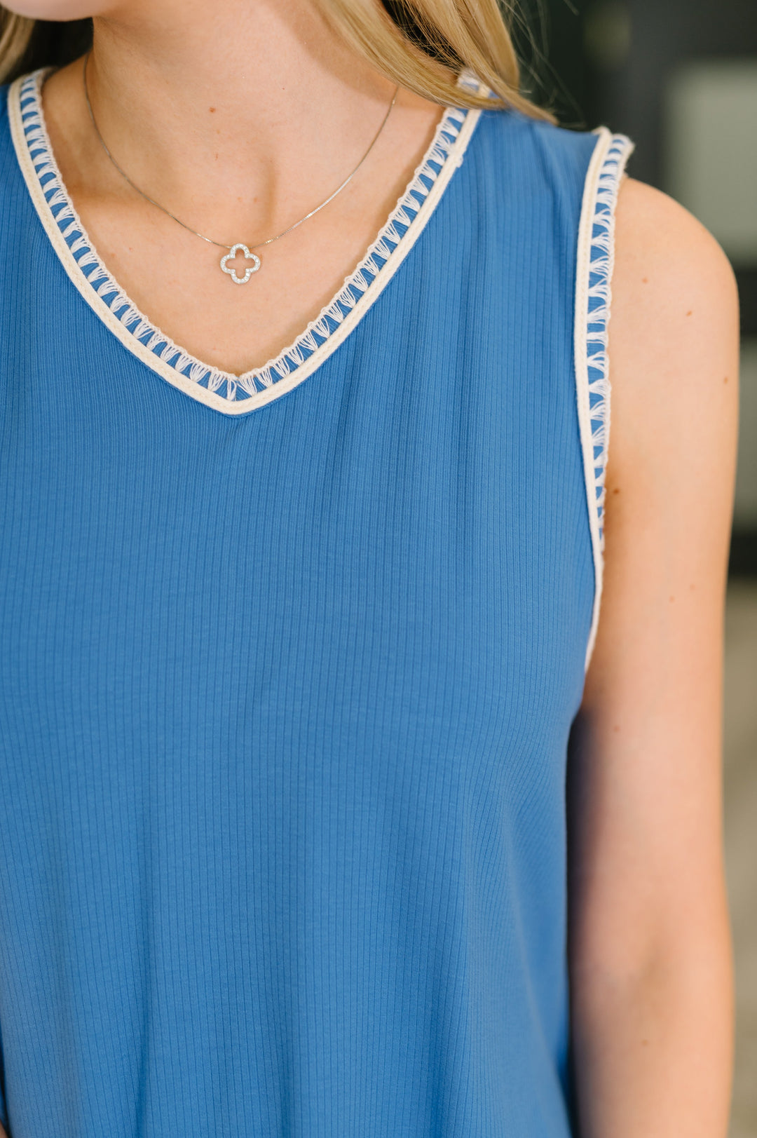Airloom Trim Detail Mini Tank Dress in Ocean Blue - 5/14