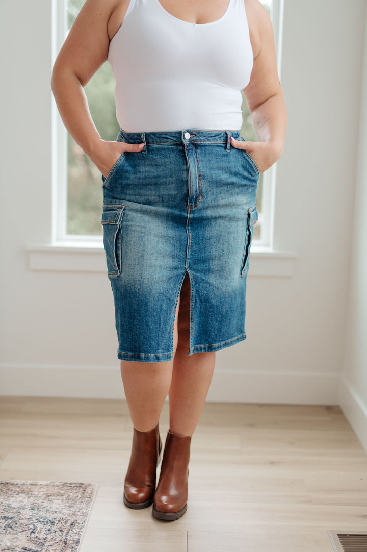 Always Be There Cargo Denim Skirt by Judy Blue