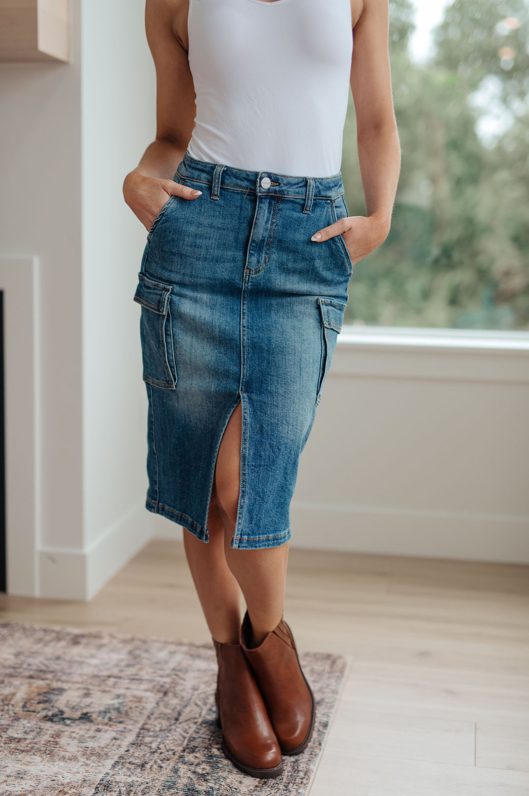 Always Be There Cargo Denim Skirt by Judy Blue