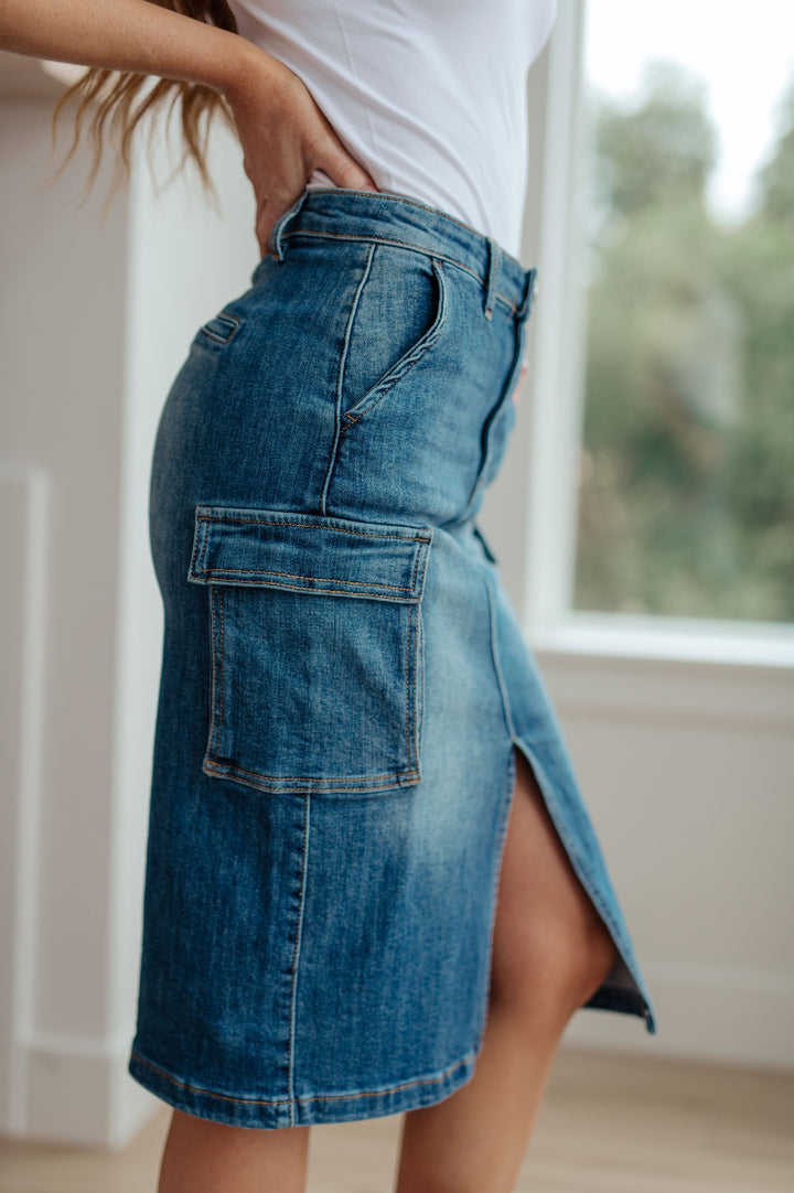 Always Be There Cargo Denim Skirt by Judy Blue