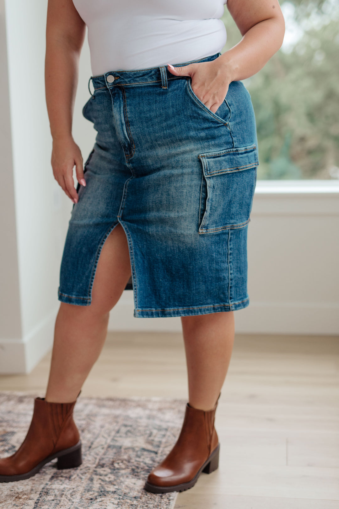 Always Be There Cargo Denim Skirt by Judy Blue