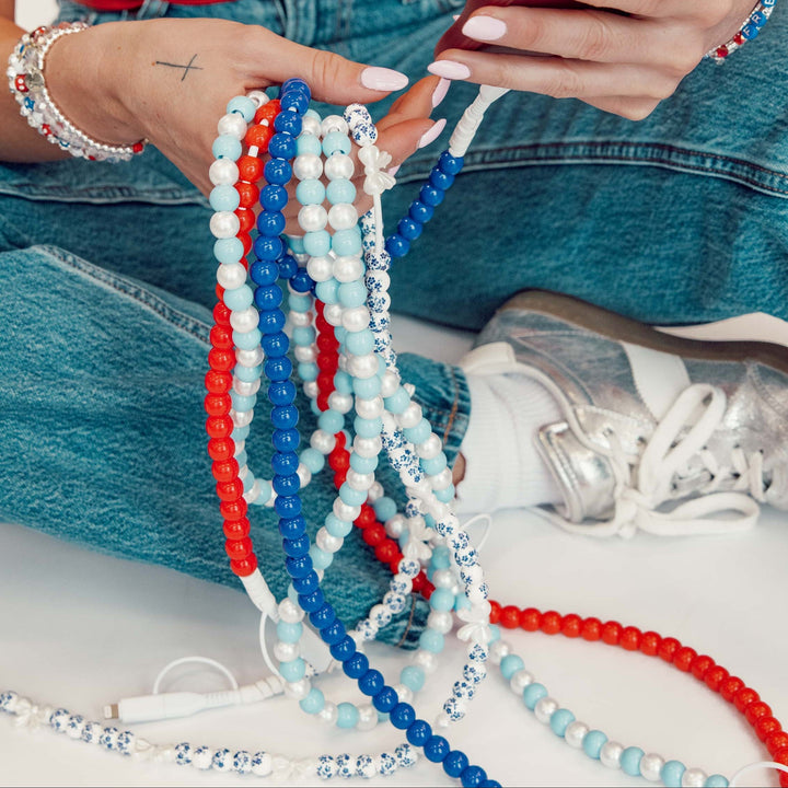 Beaded Phone Charger Blueberry by Erimish (SEPT ARRAY: Ships in 2-3 Weeks)