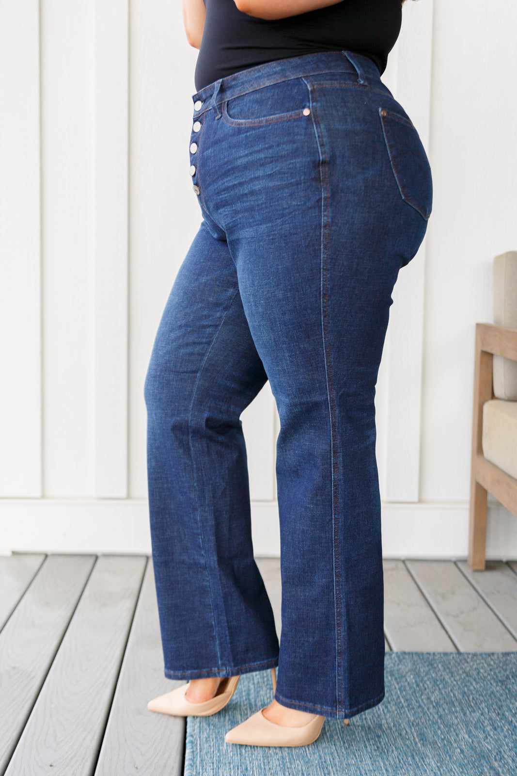 Arlo High Rise Button-Fly Straight Jeans by Judy Blue