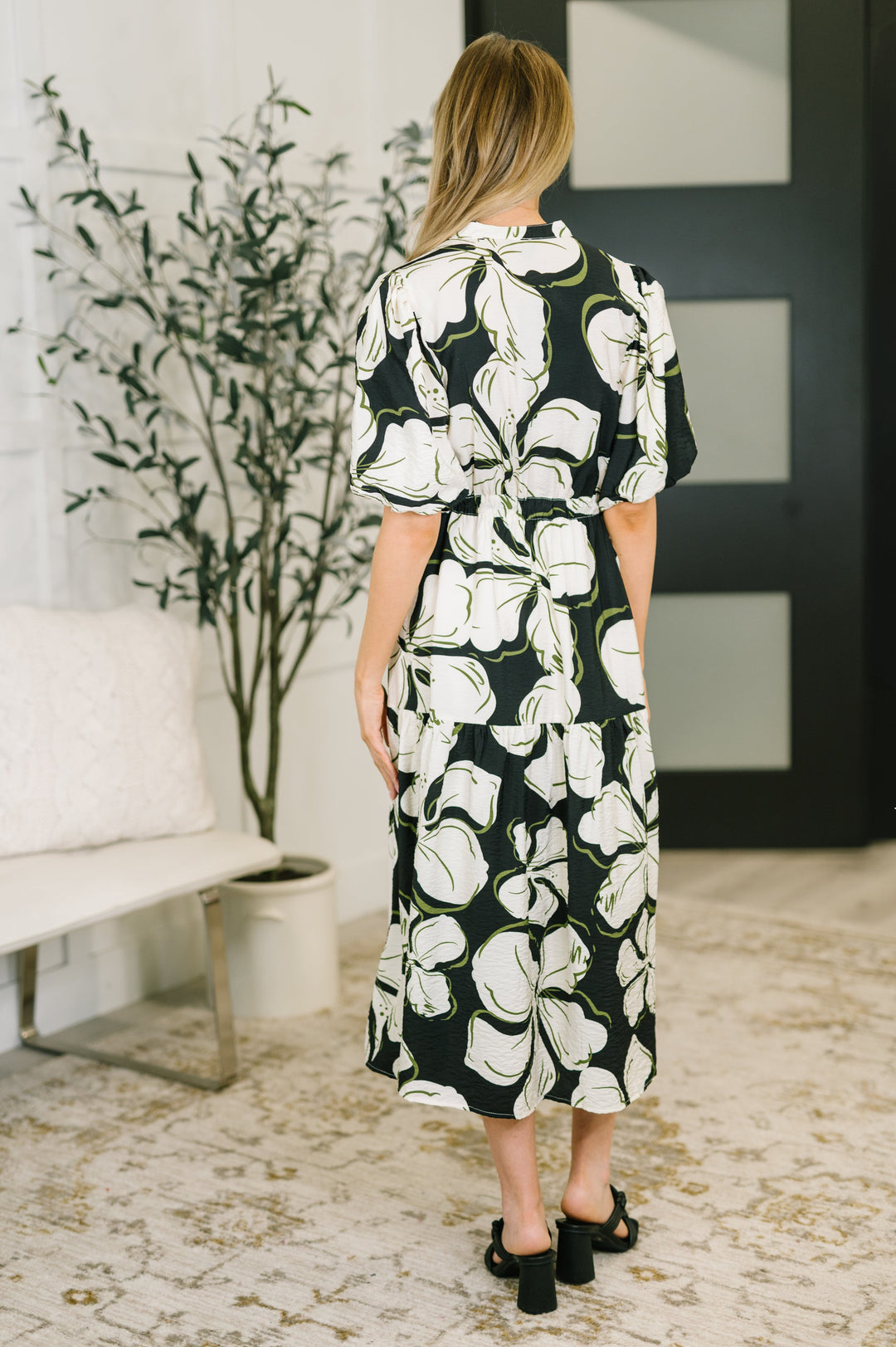 Art Show Puff Sleeve Midi Dress - 3/2