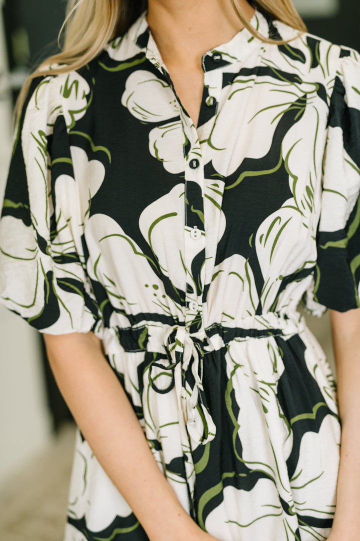 Art Show Puff Sleeve Midi Dress - 3/2