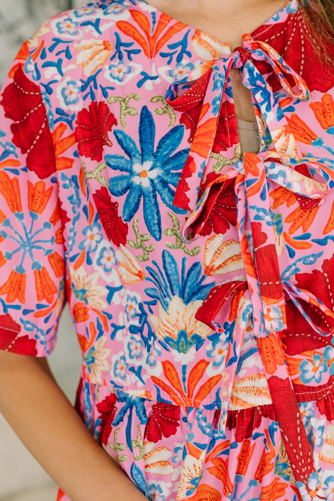 Art of Loving Bow Detail Floral Dress - 8/13
