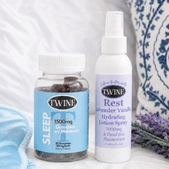 Sleep More Bundle - Sleep Gummies and Lavender Rest Hydrating Lotion Spray by Twine (Ships in 2-3 Weeks)