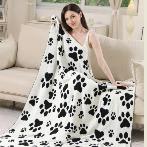 Paw Print Pattern Throw Blanket Reversible