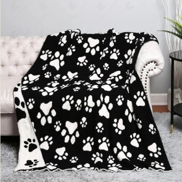Paw Print Pattern Throw Blanket Reversible