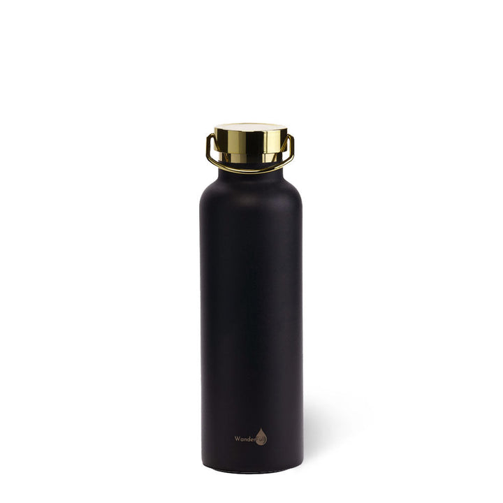 JUNE MARKET: Black with Gold Top Insulated Water Bottle by Hydrobag - 24 Oz by Wanderfull (Ships in 2-3 Weeks)