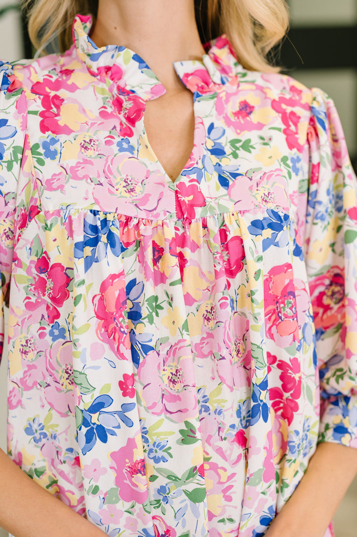 Barely Catch My Breath Notch Neck Dress - 7/16
