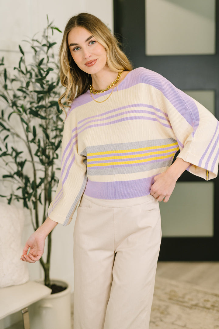 Barely Justified Striped Dolman Sleeve Top - 3/2