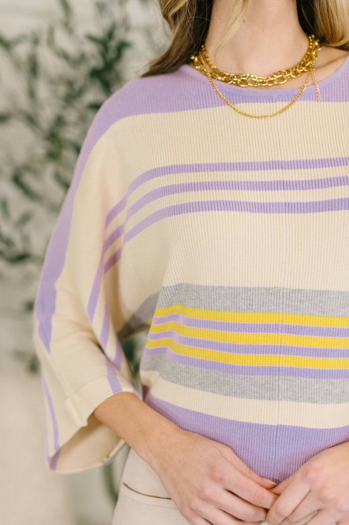 Barely Justified Striped Dolman Sleeve Top - 3/2