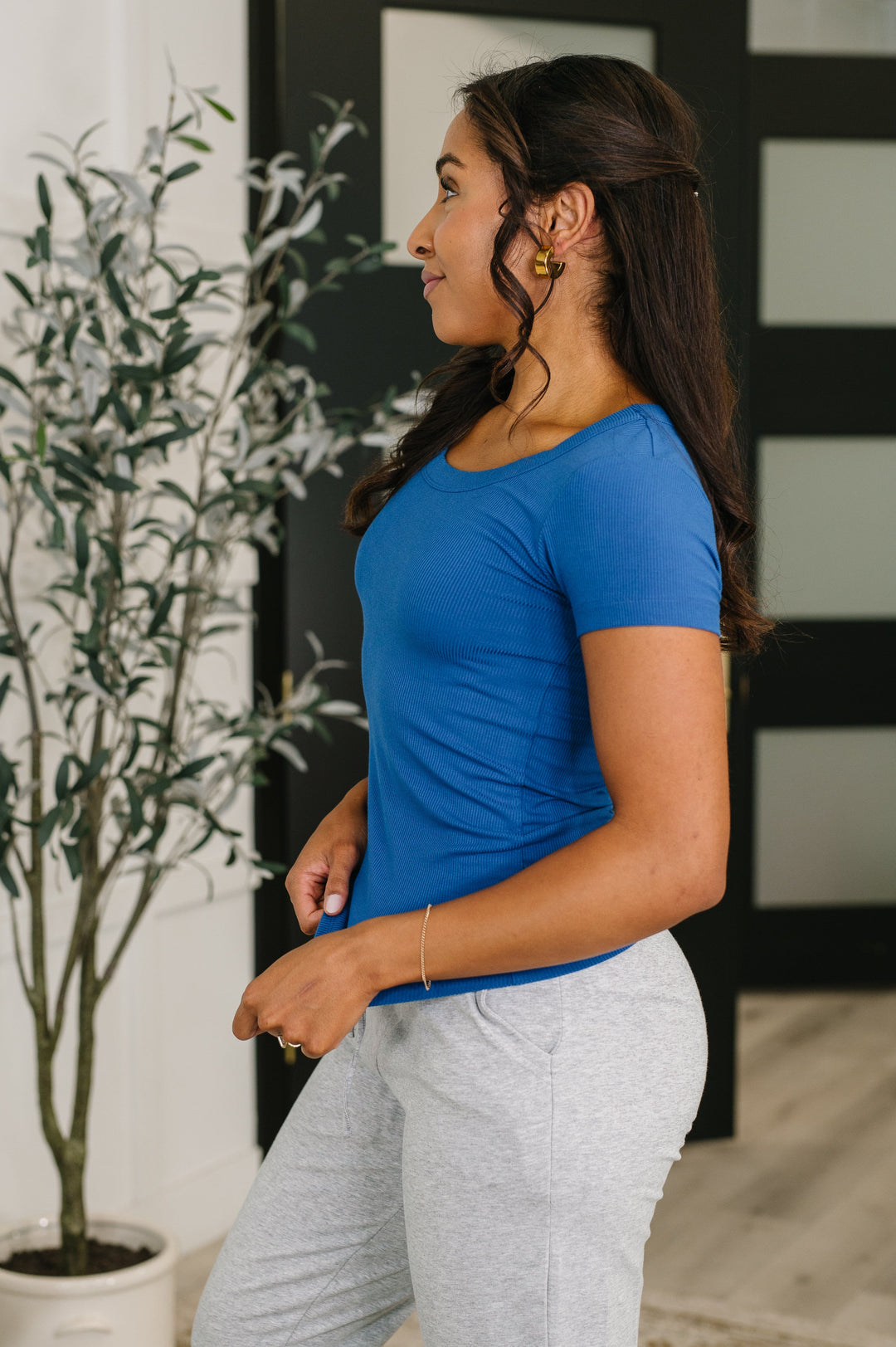 Basically A Part of Me Scoop Necked Tee in Classic Blue - 5/4