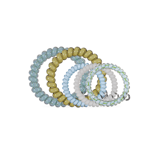 Teleties Hair Tie - Large and Small Band Pack of 5 - Bay Breeze