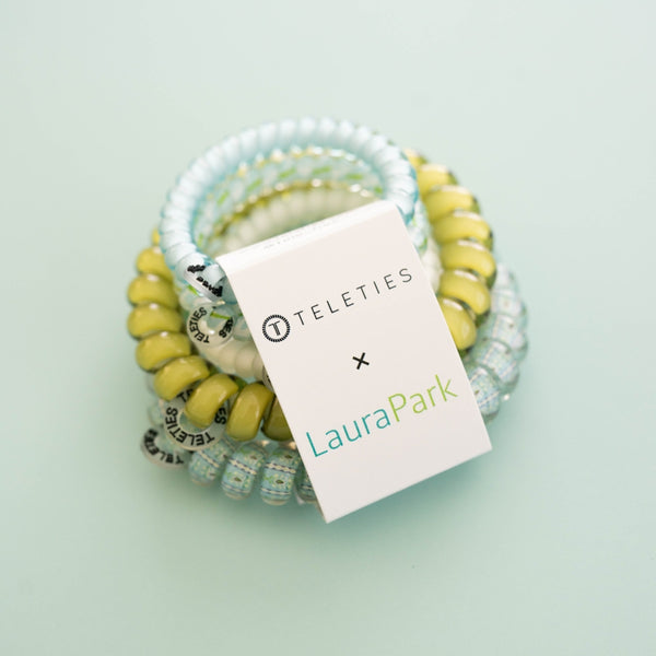 Teleties Hair Tie - Large and Small Band Pack of 5 - Bay Breeze