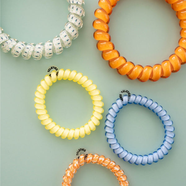 Teleties Hair Tie - Large and Small Band Pack of 5 - Beach Club