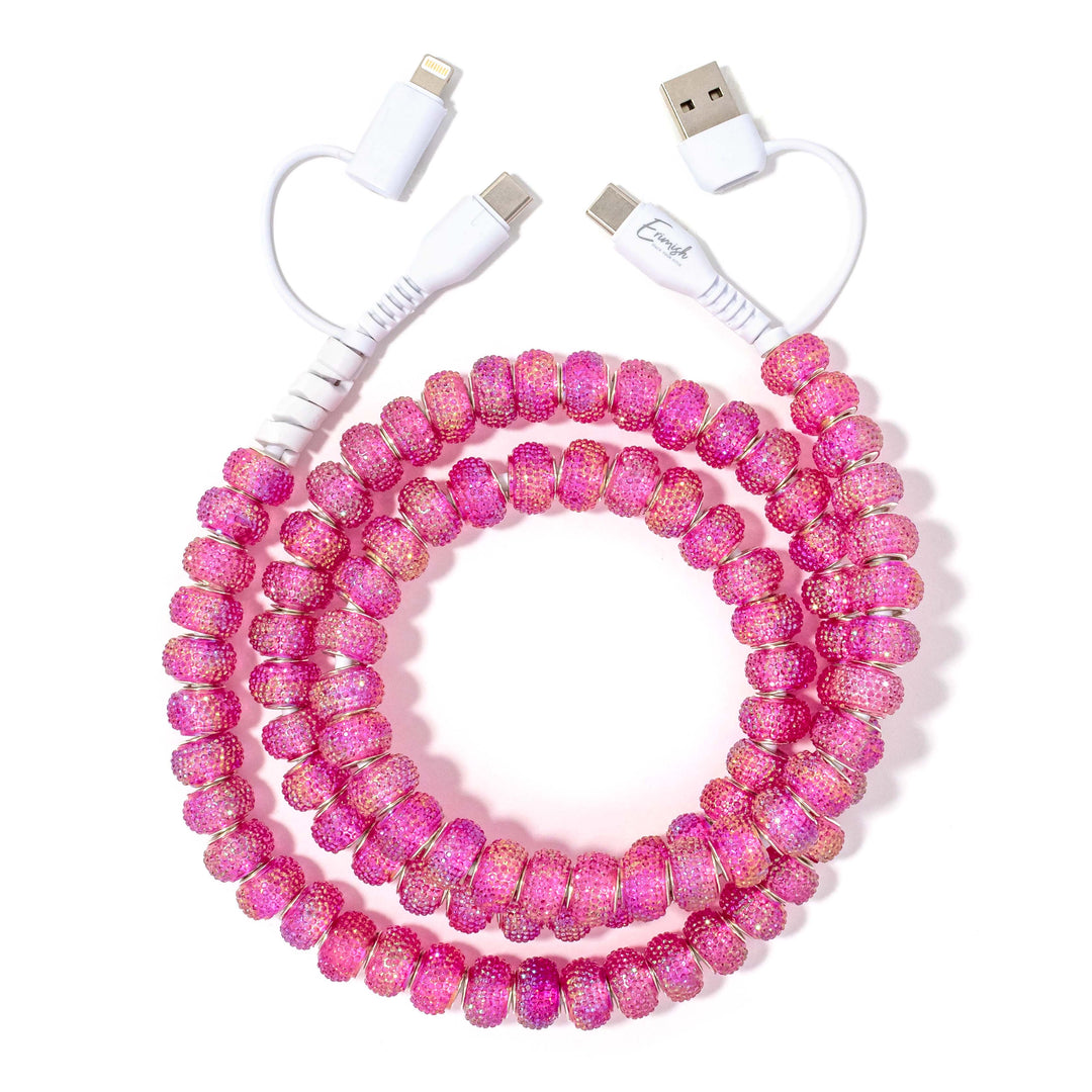 MAY PREORDER: Beaded Phone Charger Mermaid Pink by Erimish (Ships in 2-3 Weeks)