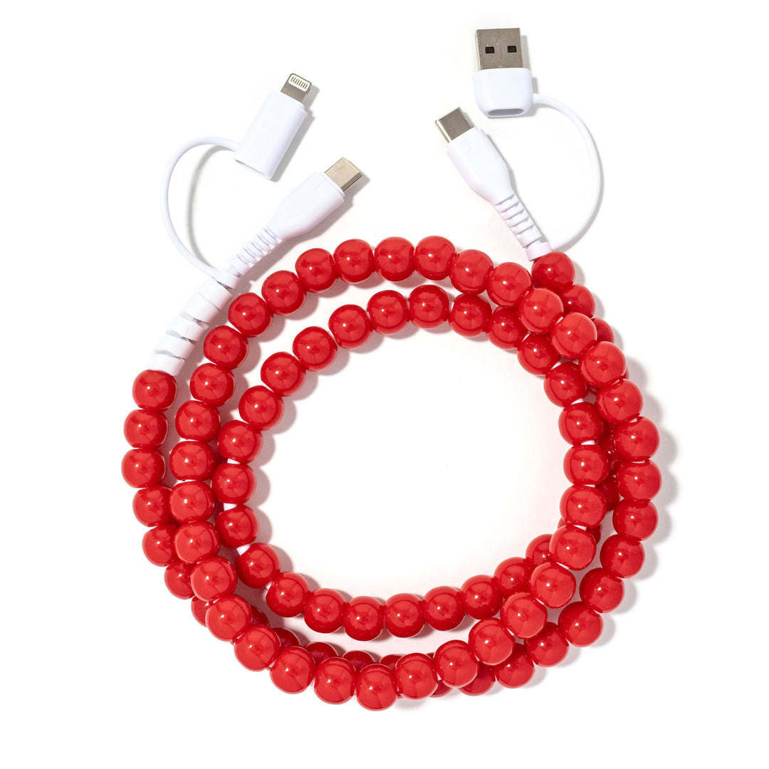 JULY PREORDER: Beaded Phone Charger Red Hot by Erimish (Ships in 2-3 Weeks)