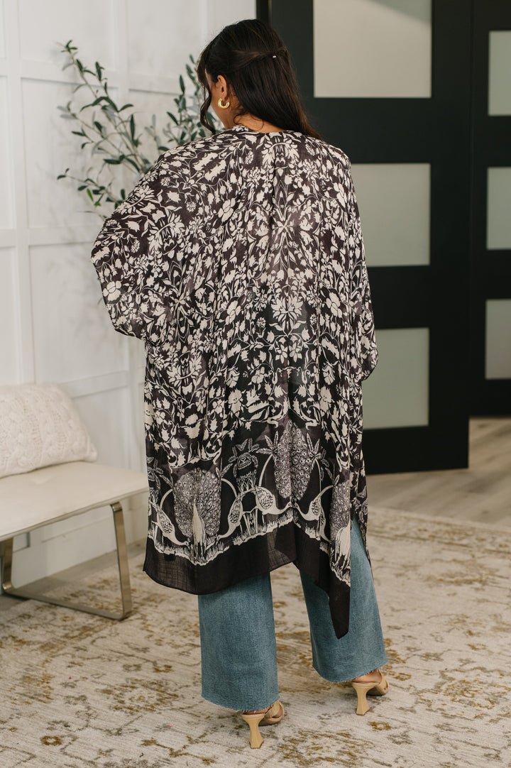 Bella Vida Open Front Floral Print Kimono - 5/4