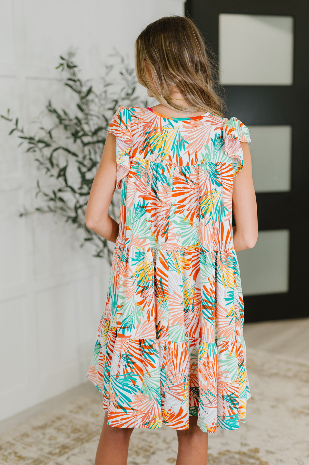 Bless Your Love Tiered Dress in Ivory, Orange and Mint - 6/18