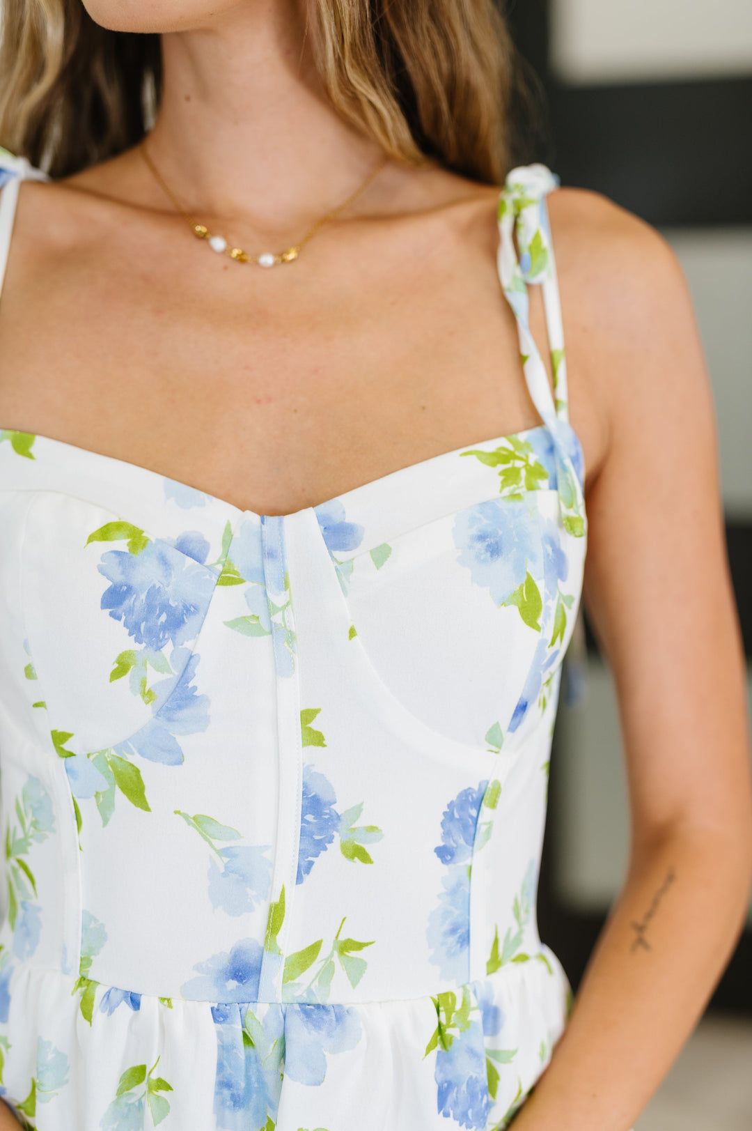 Bloomie Baby Tiered Dress in Ivory/Blue - 4/23