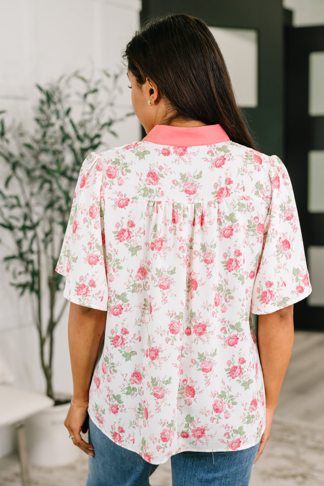 Blooming Season Split Neck Floral Blouse - 6/26