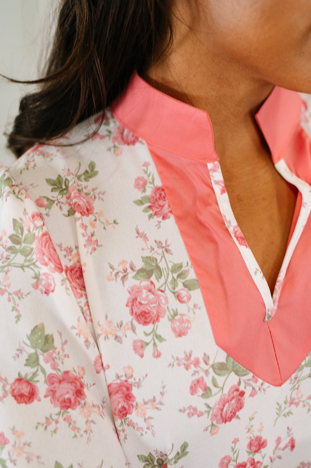Blooming Season Split Neck Floral Blouse - 6/26