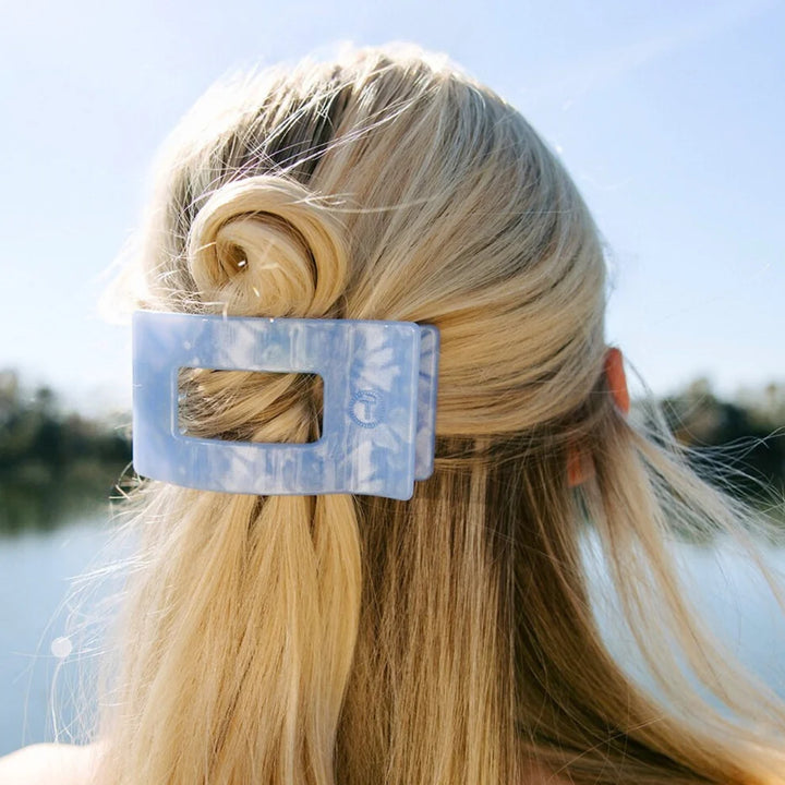 Medium Teleties Flat Rectangle Clip - Blue Lagoon