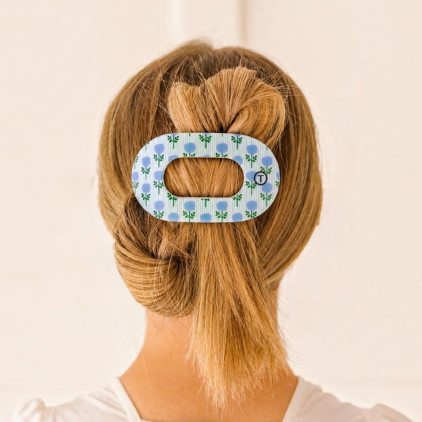 Large Teleties Flat Oval Clip - Blue Marigold