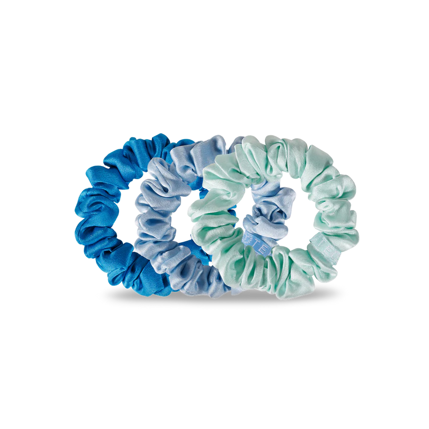 Teleties Silk Scrunchies - Small Band Pack of 3 - Blue My Mind