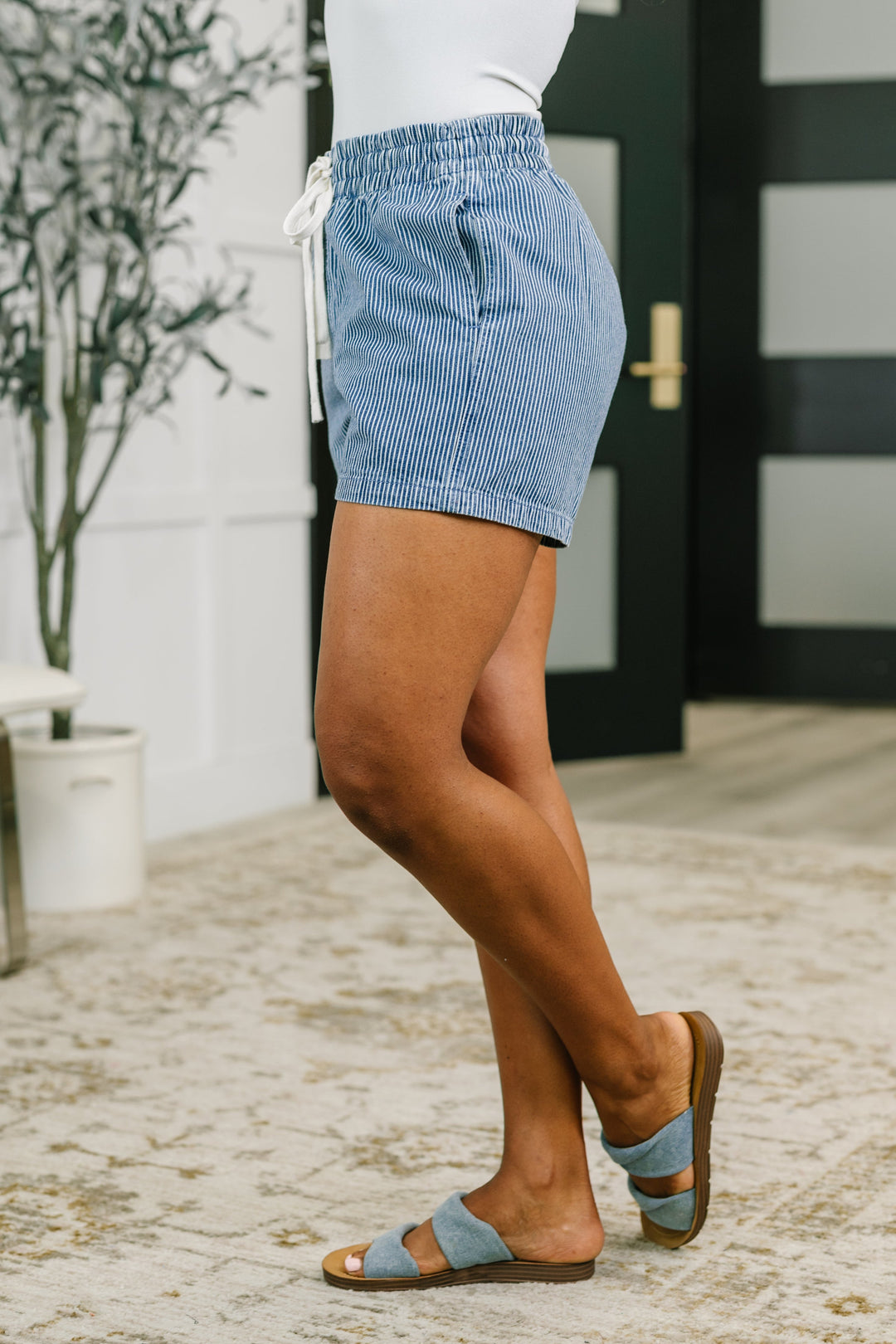 Boardwalk Talks Drawstring Shorts in Dark Blue - 6/26