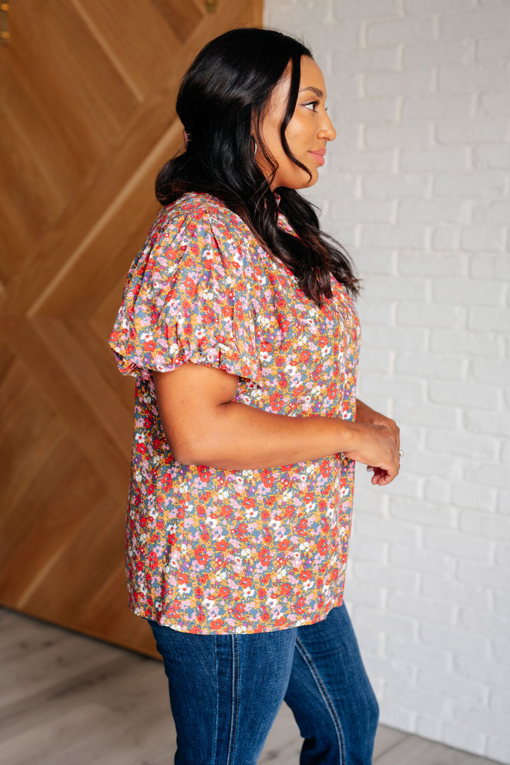 Bohemian Moment Floral Mock Neck Blouse - 6/22
