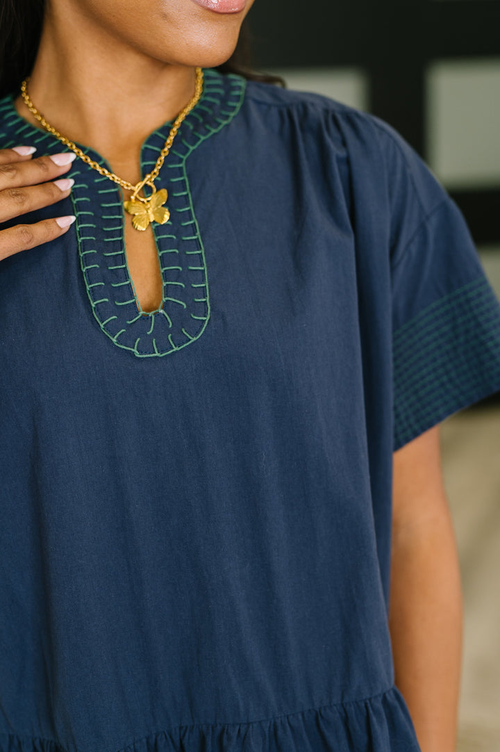Boot Scootin' Boogie Tiered Dress in Navy - 7/9
