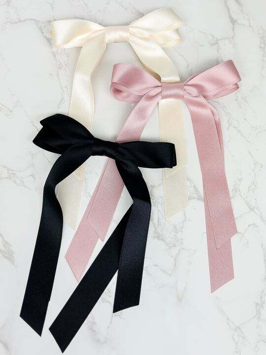 Satin Ribbon Hair Clip - Large/Cream