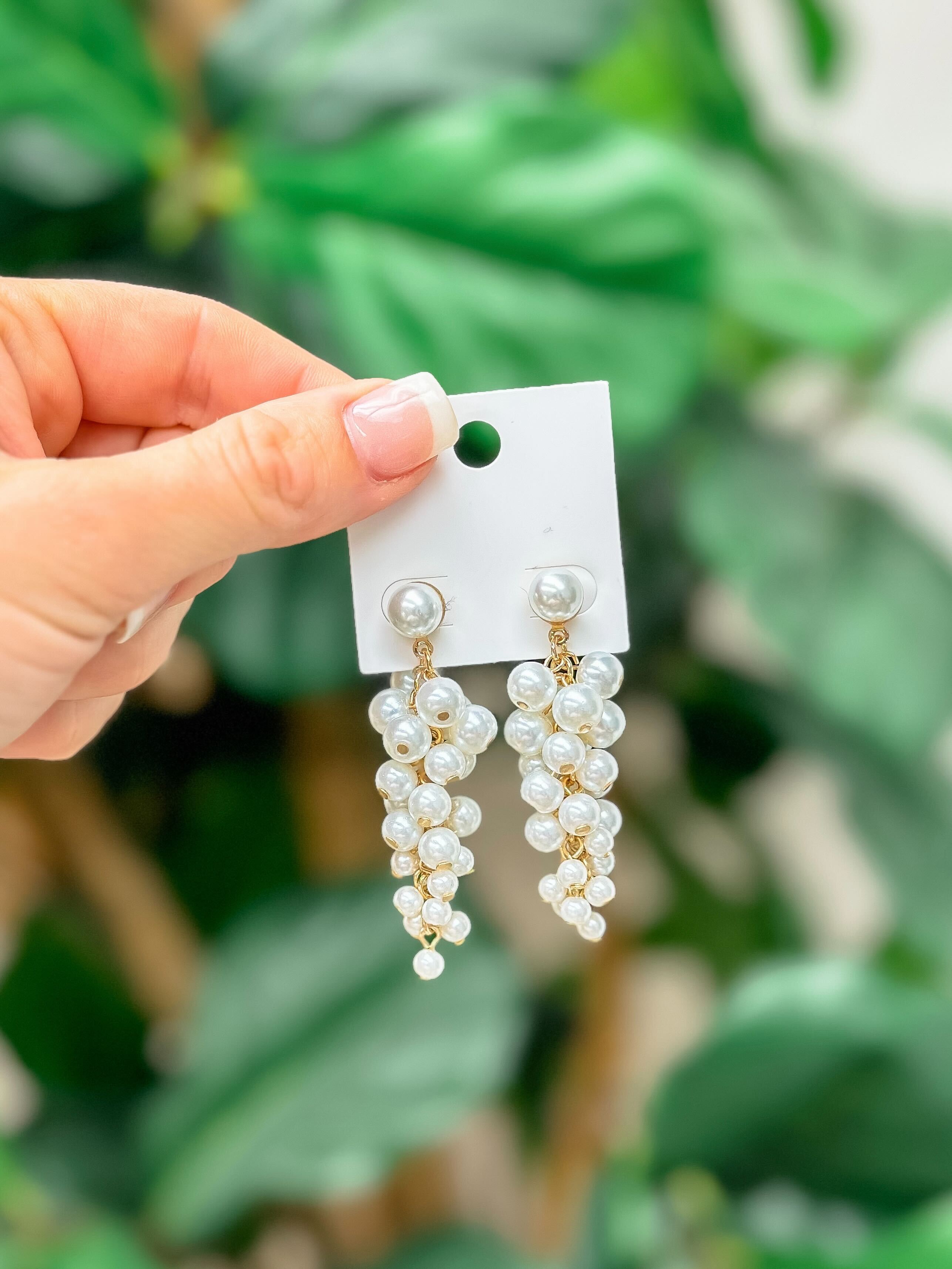 Bubbly Pearl Chain Dangle Earrings