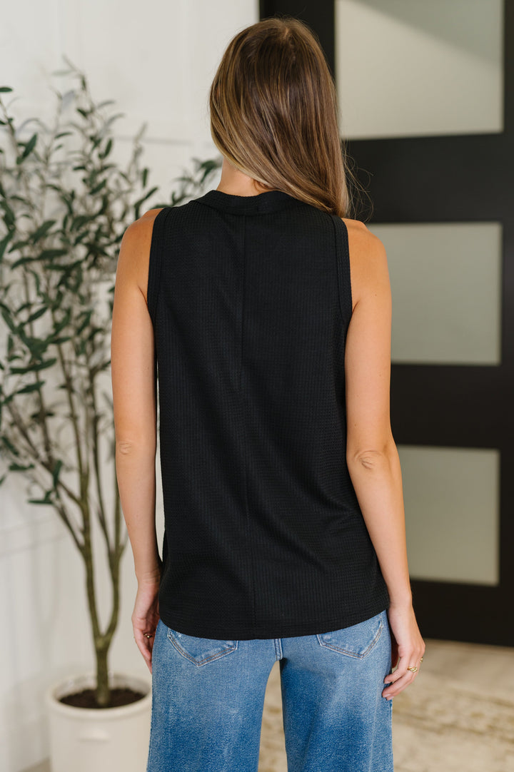 Buttoned Up Buttercup Sleeveless Top in Black - 4/20