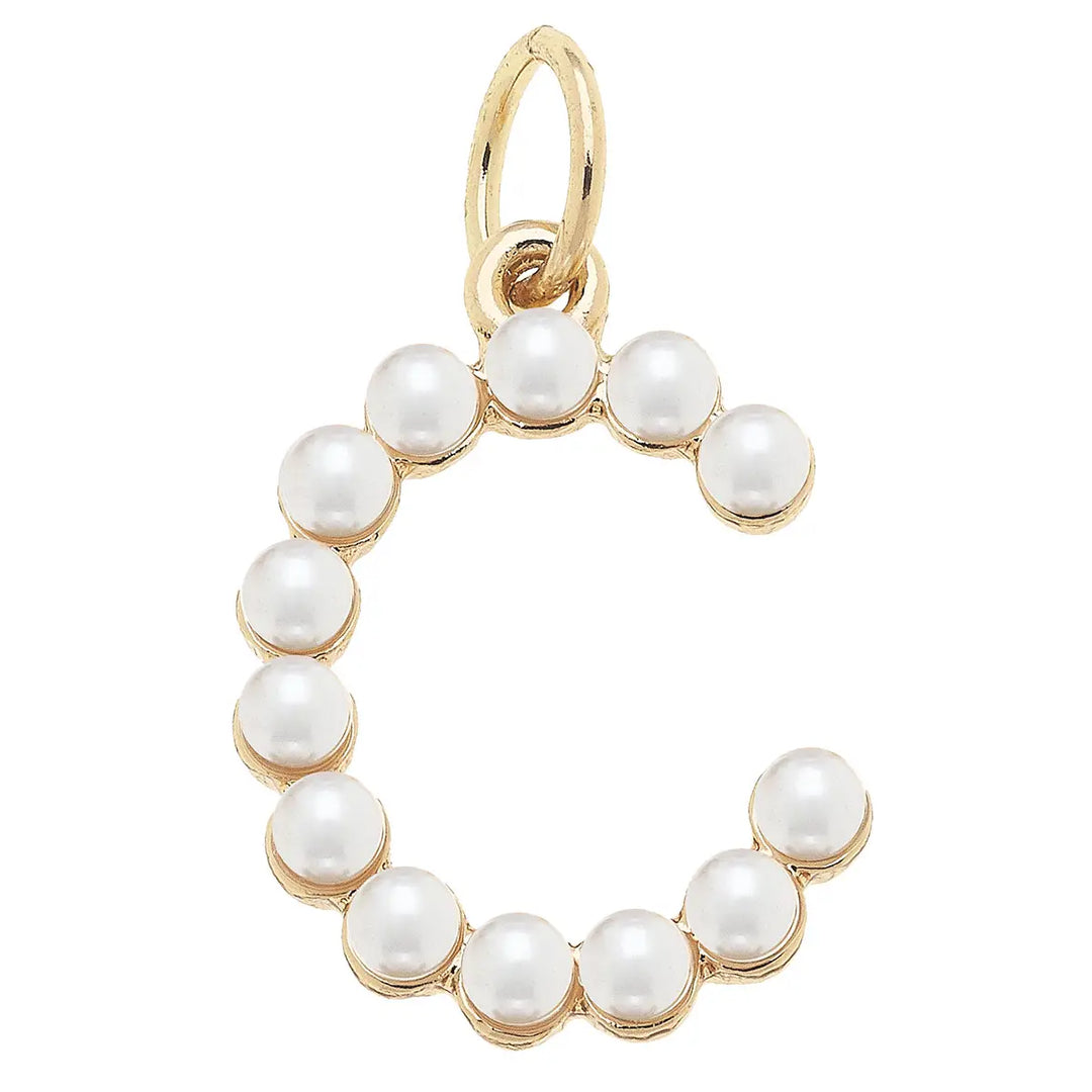 Pearl-Studded Letter Charm in Ivory By Canvas
