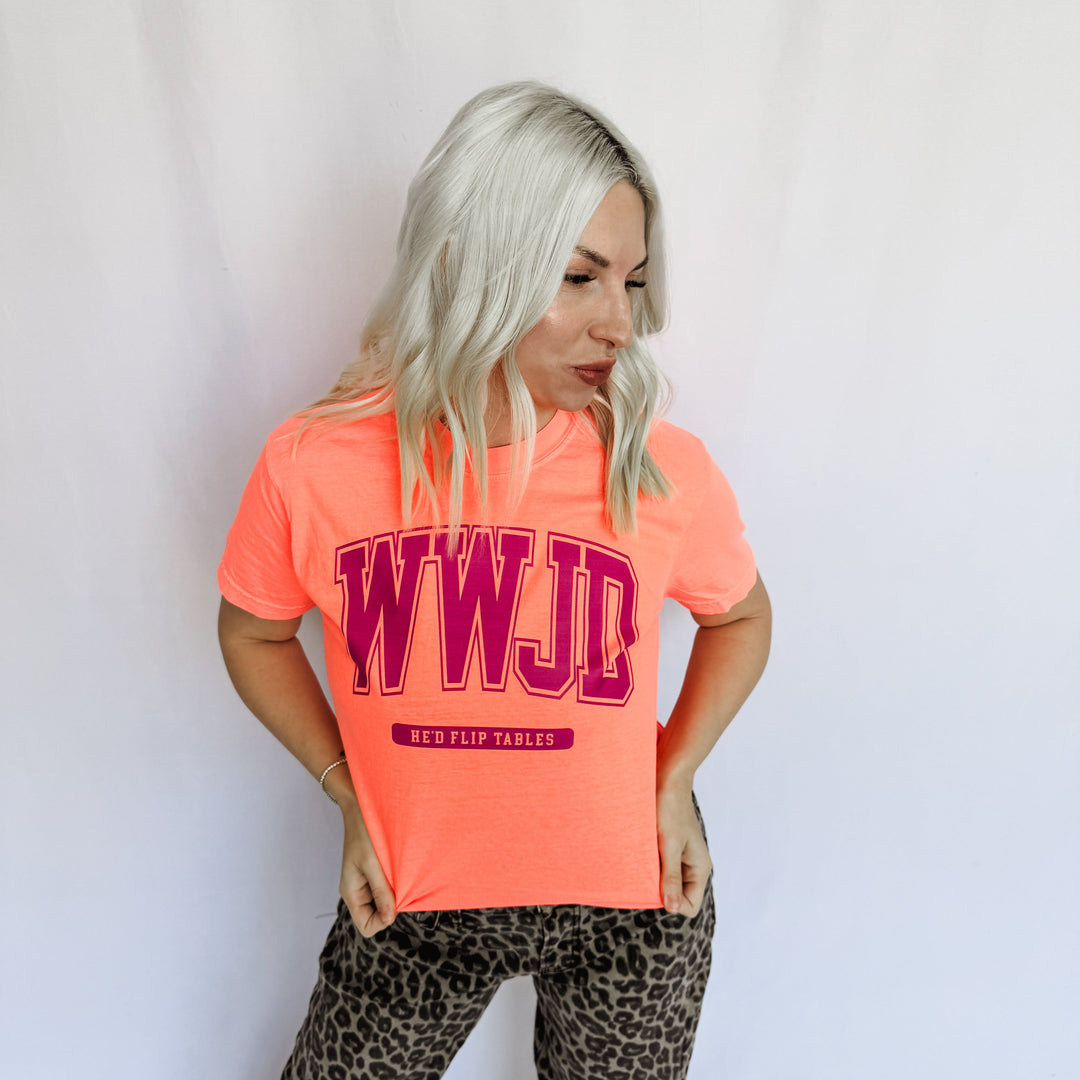 JAN ARRAY: WWJD Flip Tables Graphic Tee by Festivitees (Ships in 2-3 Weeks)
