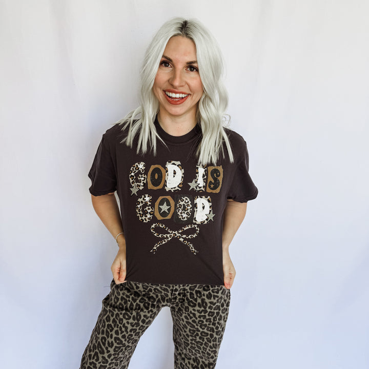 JAN ARRAY: Leopard God Is Good Graphic Tee by Festivitees (Ships in 2-3 Weeks)