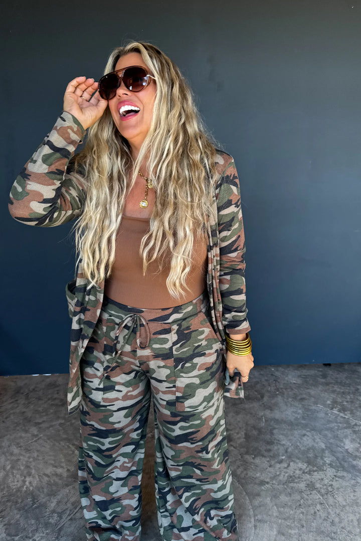 PREORDER: Camo Waffle Reese Cardigan By Blakeley (Ships Late February)