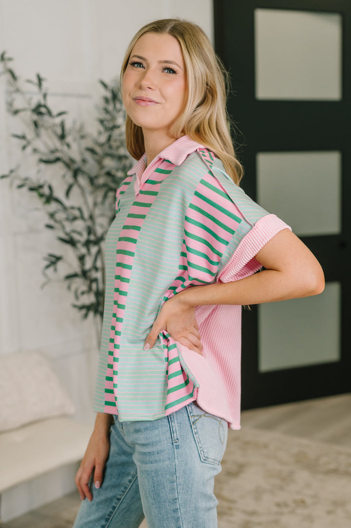 Can't Control It Collared Color Block Top - 6/5